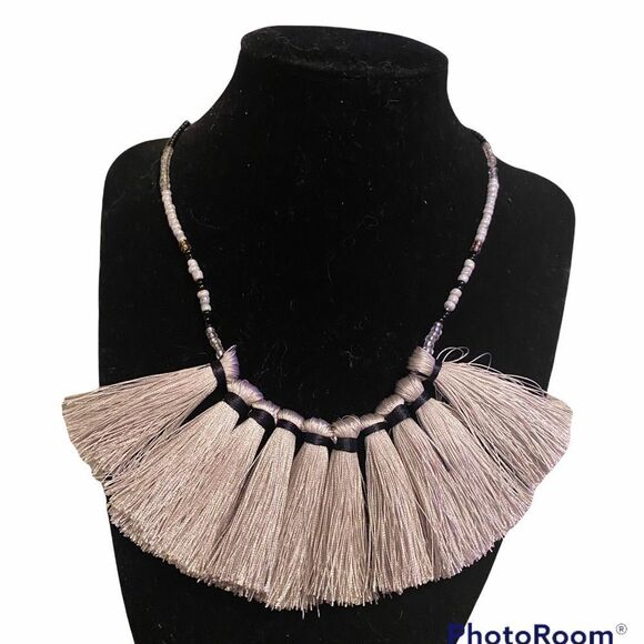 Andante gray beaded tassel Necklace NWT - Picture 1 of 8